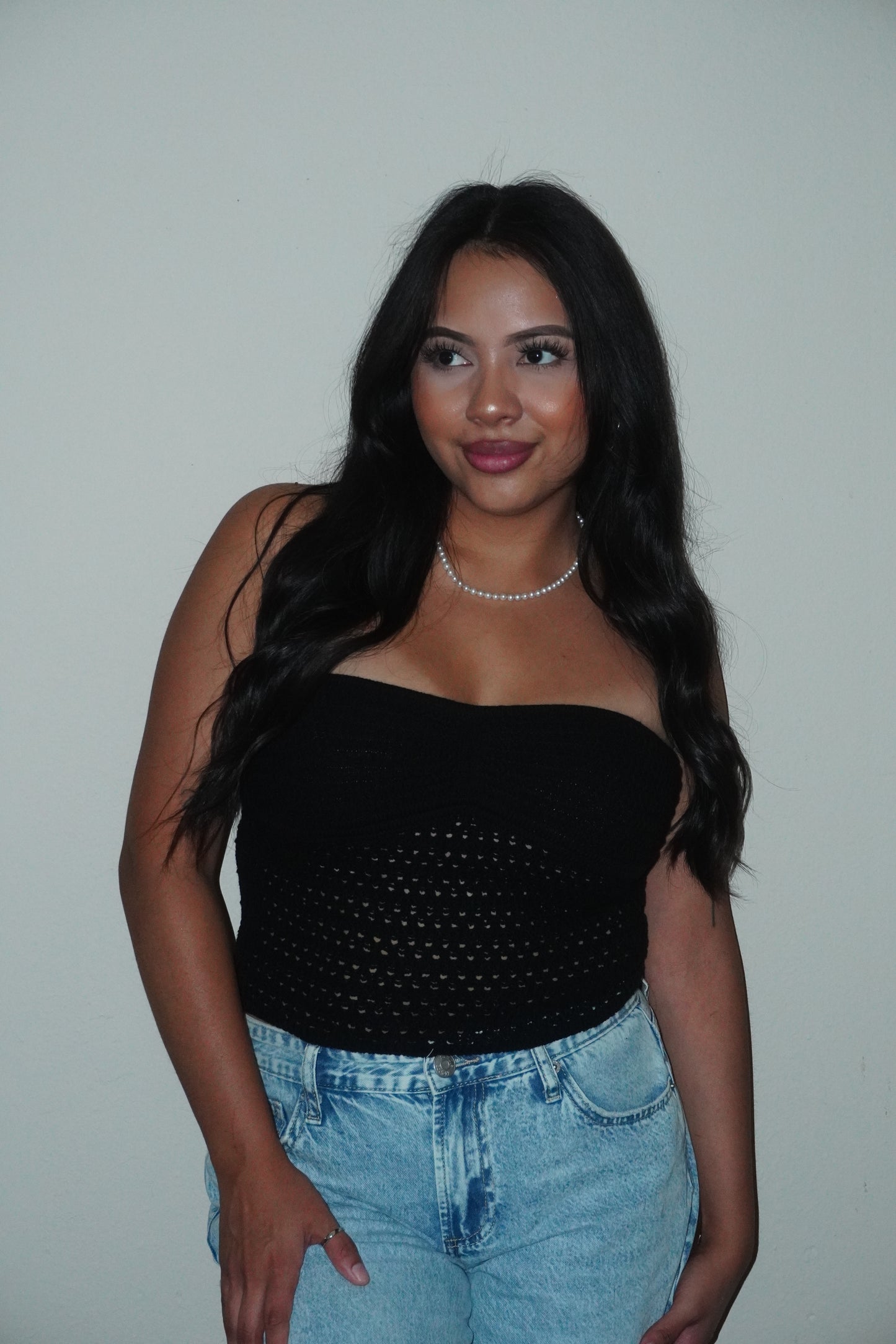 Strapless Crochet Cropped top