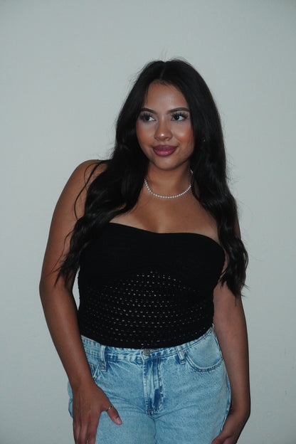 Strapless Crochet Cropped top